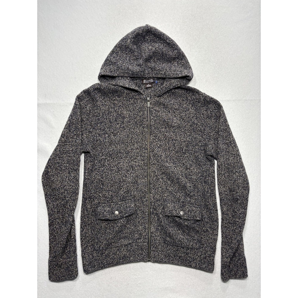 MICHAEL Michael Kors Sweater Womens Medium Gray Hooded Full Zip Knit Pockets